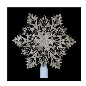 Northlight 8.5" Lighted Brown Wooden Snowflake Christmas Tree Topper